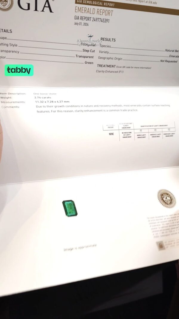 Genuine Rare Emerald 🔬GIA زمرد طبيعي يحمل شهادة - Image 3